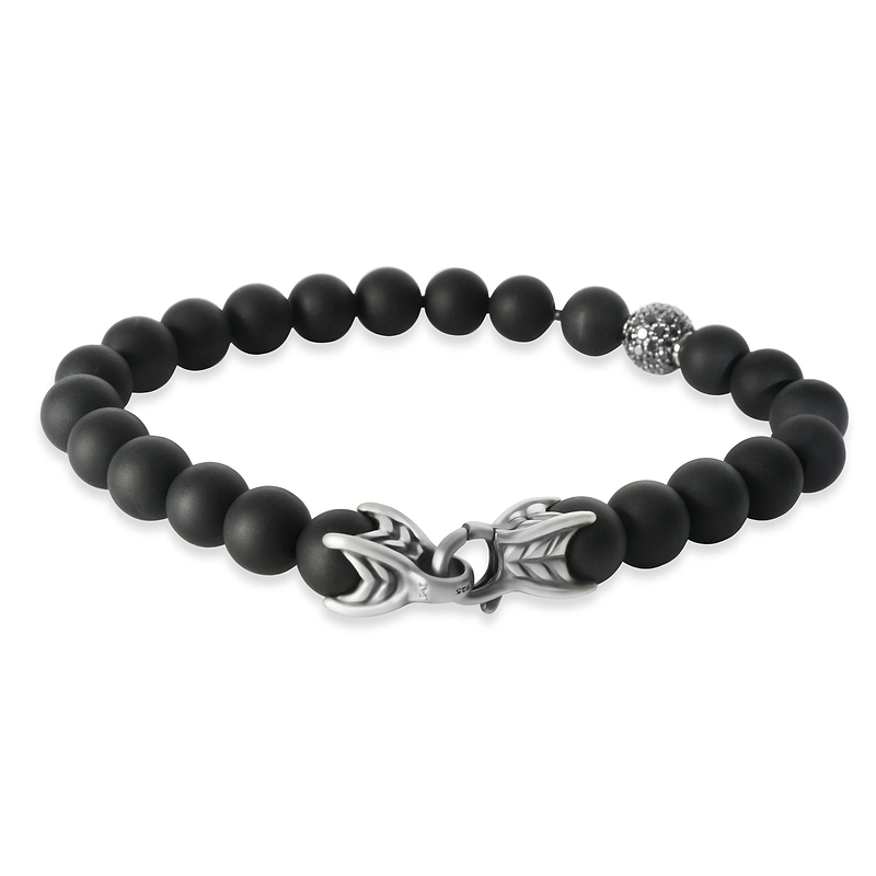Sterling Silver Diamond Spiritual Bead Bracelet