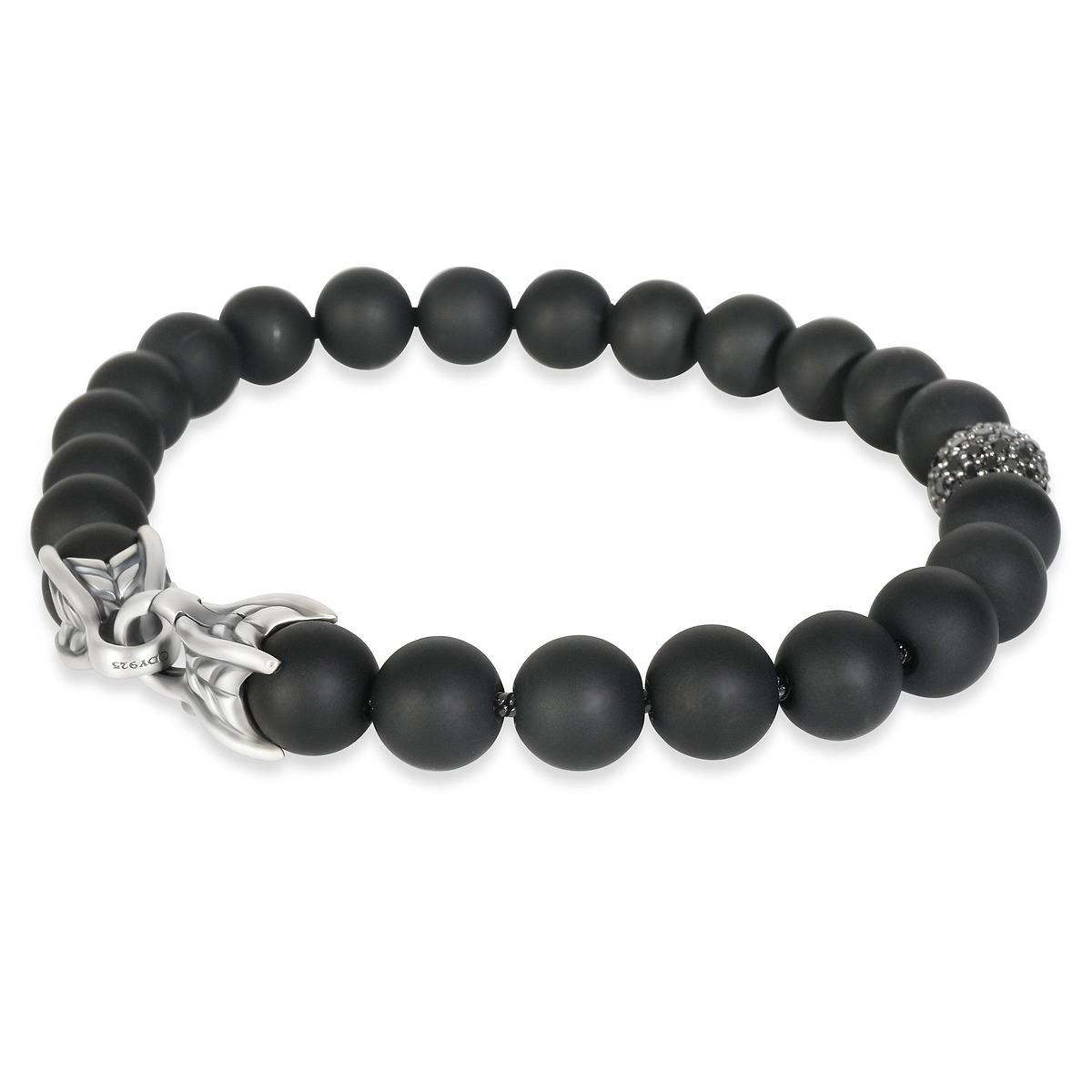 Sterling Silver Diamond Spiritual Bead Bracelet