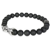 Sterling Silver Diamond Spiritual Bead Bracelet
