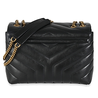 Black Calfskin Y Quilted Monogram Small Loulou Chain Satchel