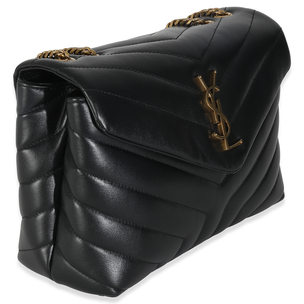 Black Calfskin Y Quilted Monogram Small Loulou Chain Satchel