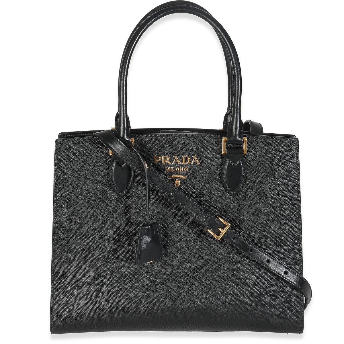 Black Saffiano Double Handle Tote