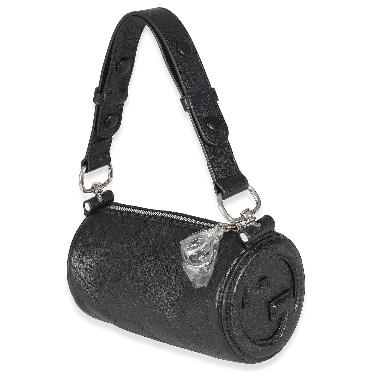 Black Diagonal Quilted Leather Mini Blondie Shoulder Bag