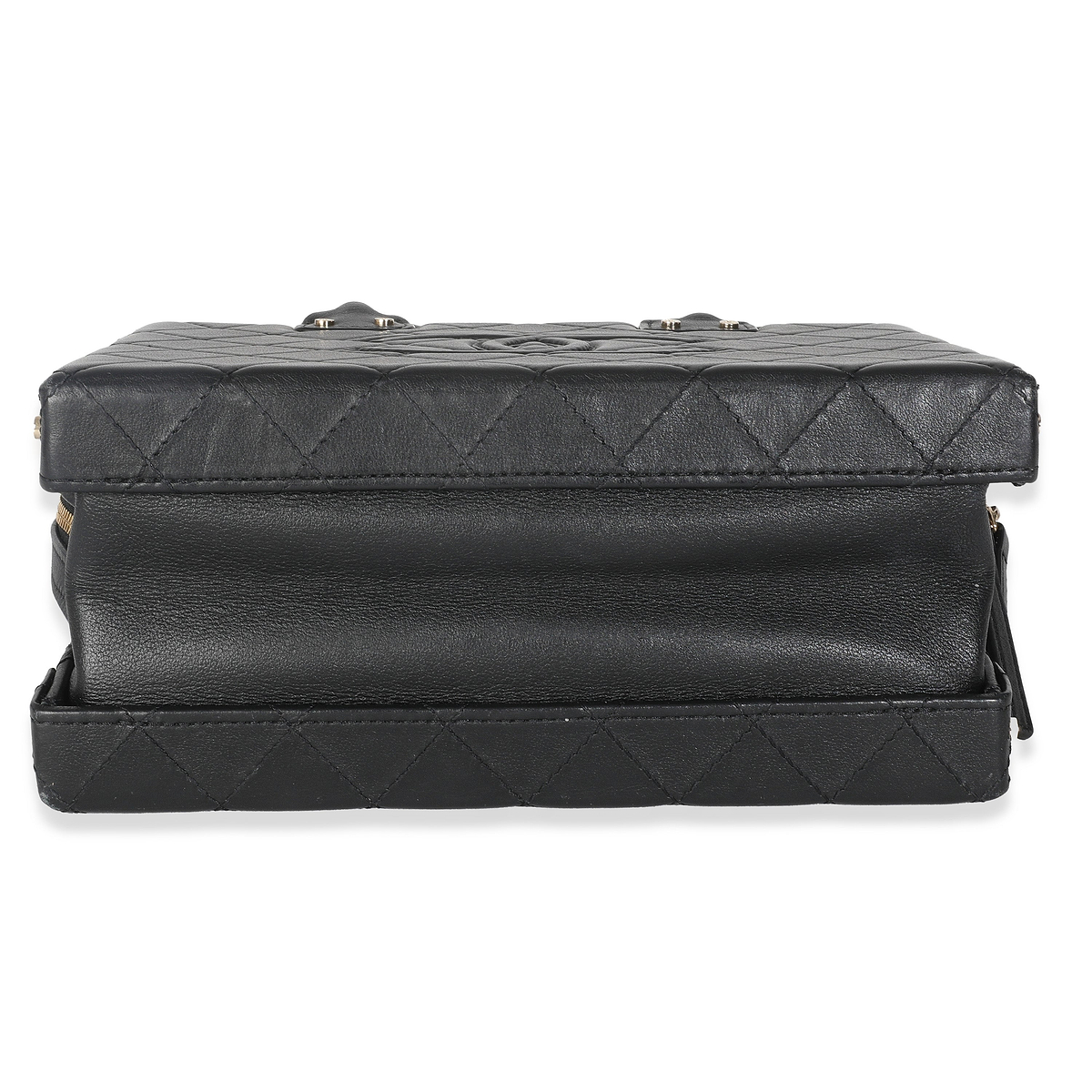 Black Quilted Calfskin Studded Square Vanity Case