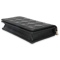 Black Lambskin Cannage Wallet On Chain