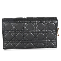 Black Lambskin Cannage Wallet On Chain