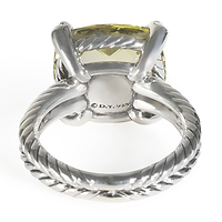 Sterling Silver Lemon Quartz and Diamond Chatelaine Ring