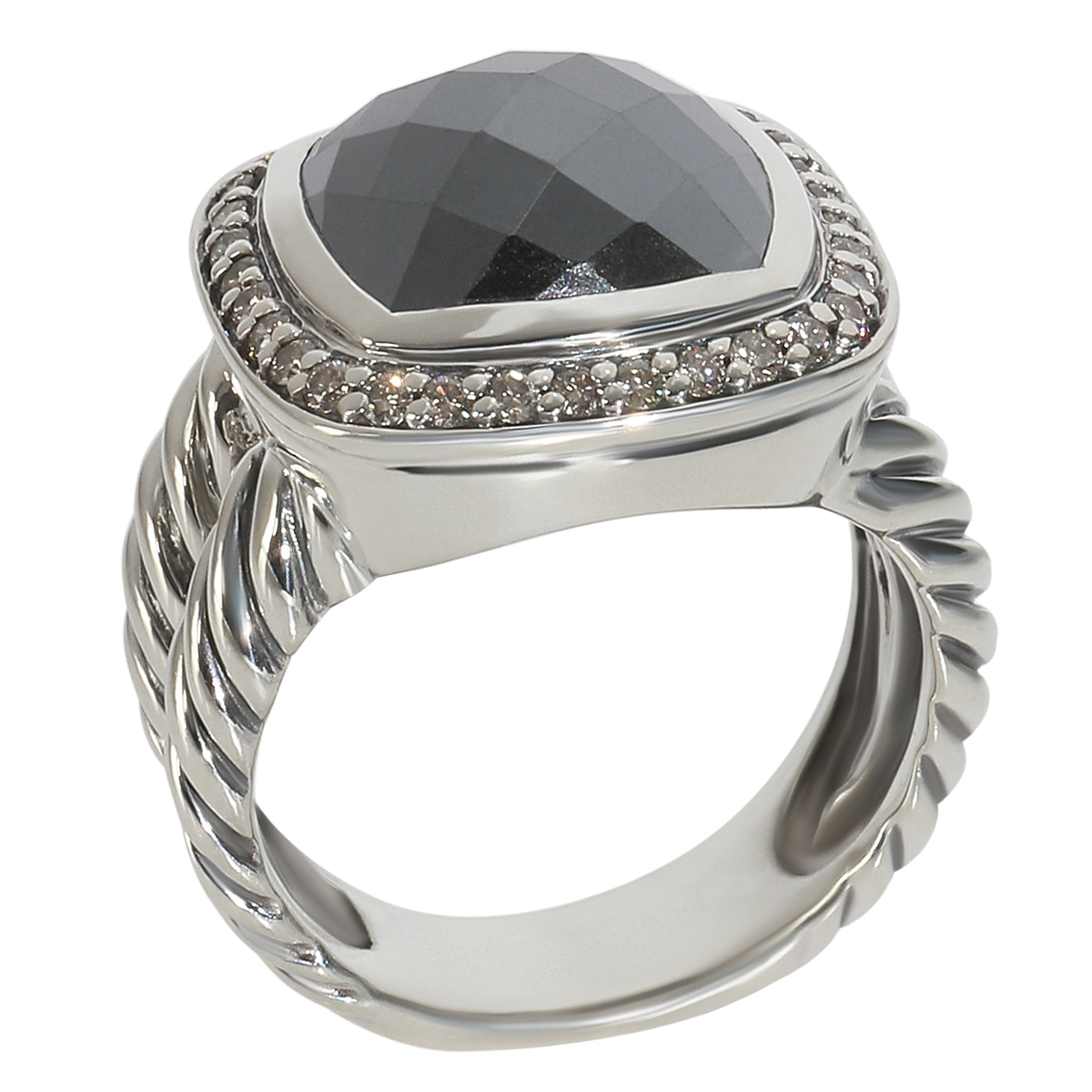 Sterling Silver Hematite and Diamond Albion Ring