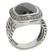 Sterling Silver Hematite and Diamond Albion Ring