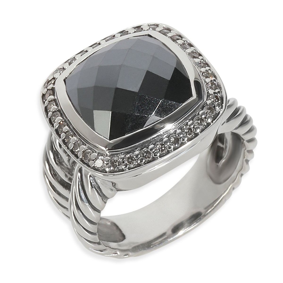 Sterling Silver Hematite and Diamond Albion Ring