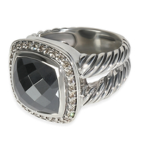 Sterling Silver Hematite and Diamond Albion Ring