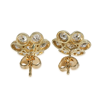 Yellow Gold Diamond Vintage Flower Cluster Earrings
