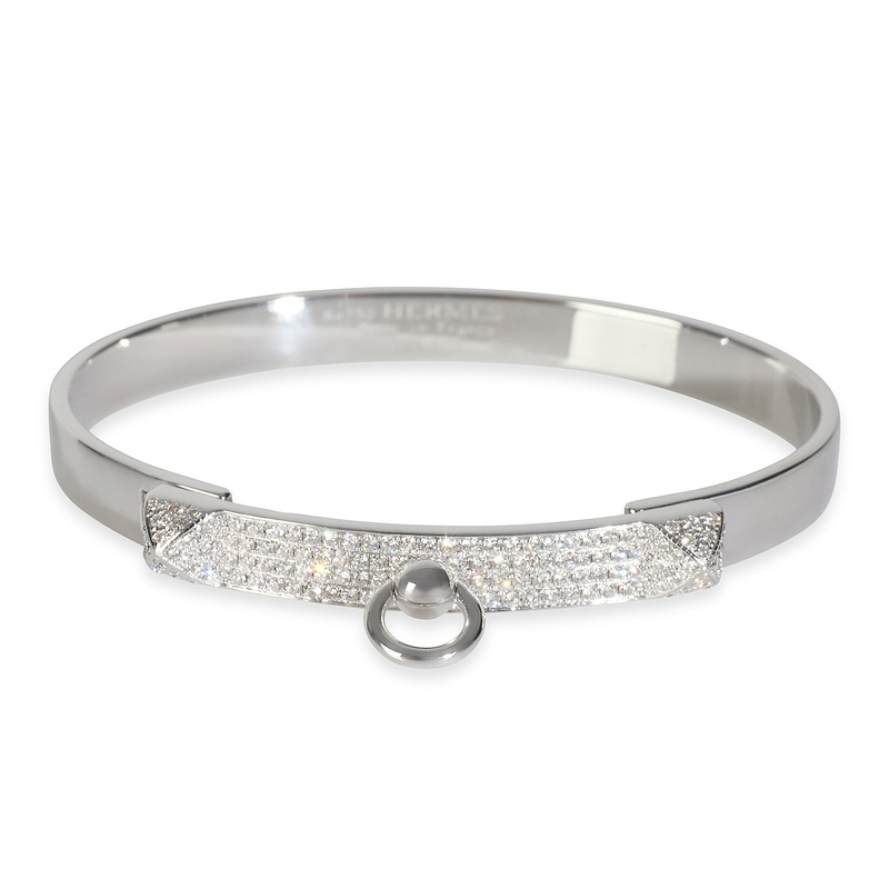 White Gold Diamond Collier de Chien Bracelet