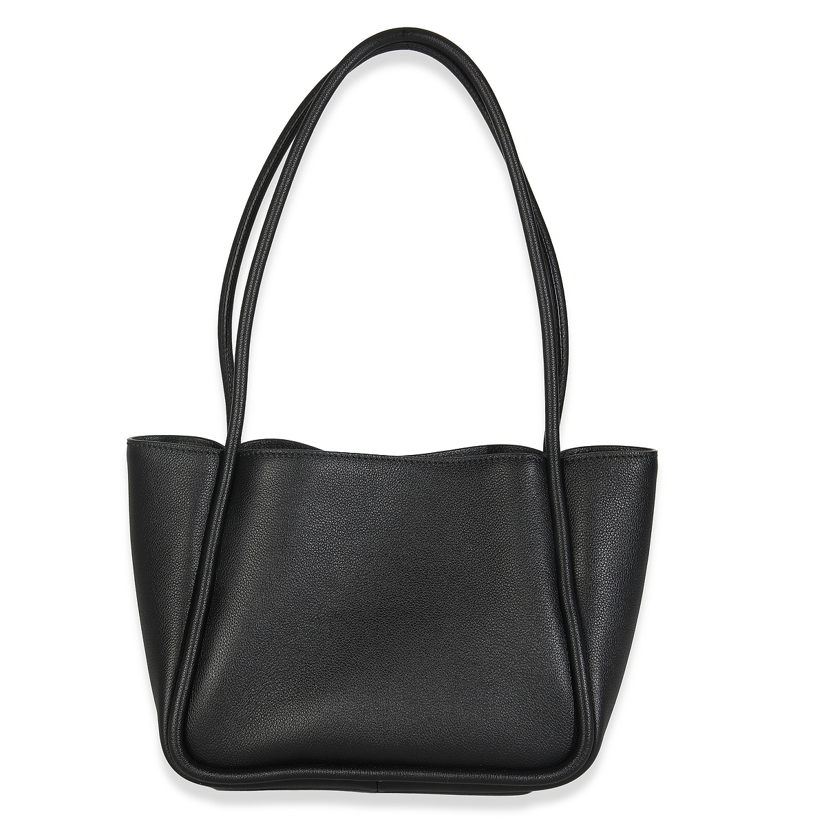 Black Soft Grain Leather Mini Shopping Tote Bag