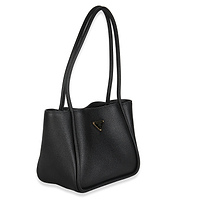 Black Soft Grain Leather Mini Shopping Tote Bag