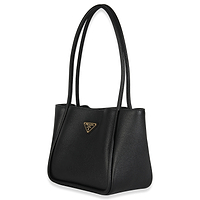 Black Soft Grain Leather Mini Shopping Tote Bag