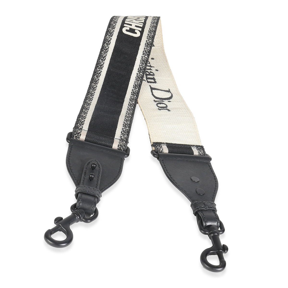 Black White Canvas Embroidered Shoulder Strap