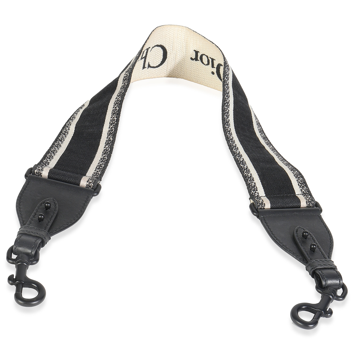 Black White Canvas Embroidered Shoulder Strap