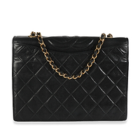 Vintage Black Matelasse Quilted Lambskin Crossbody Full Flap Bag