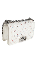 White Multicolor Lambskin Sequin Embroidered Small Boy Bag