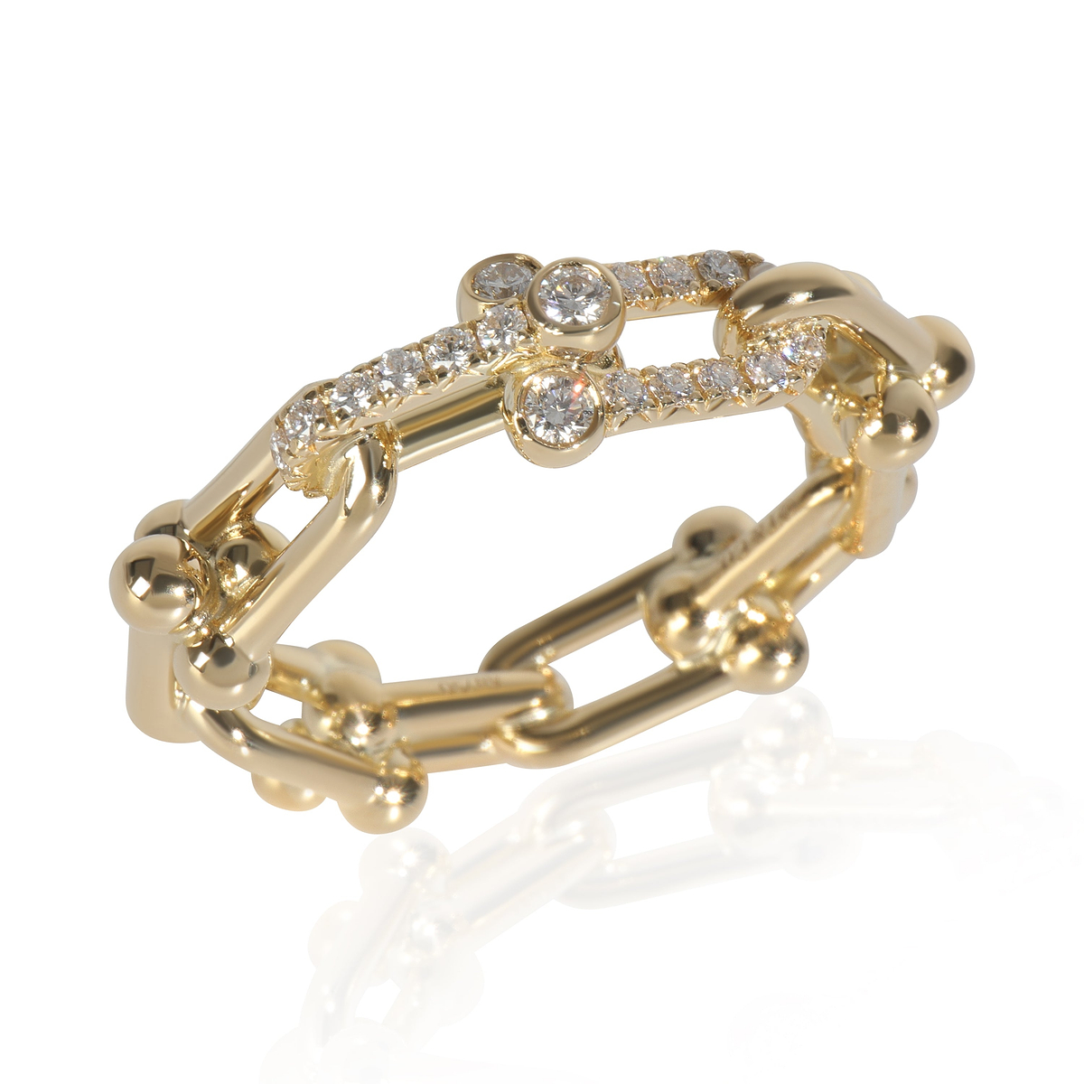 Yellow Gold Diamond HardWear Small Link Ring