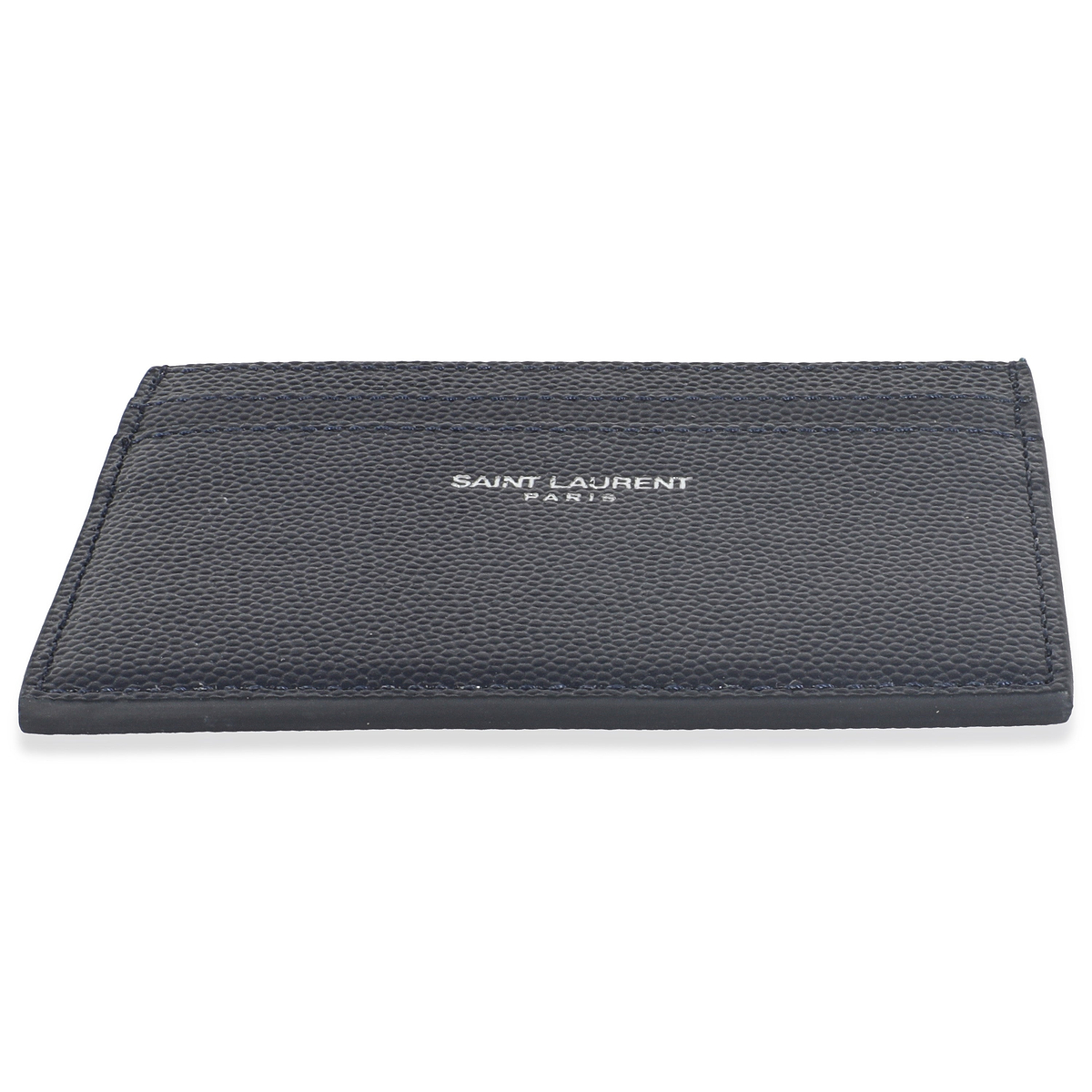 Navy Grain De Poudre Credit Card Case