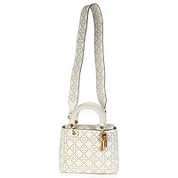 White Cannage Supple Studded Calfskin Medium Lady Dior