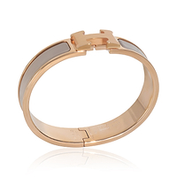 Gold-Plated  Clic H In Marron Glacé Bracelet