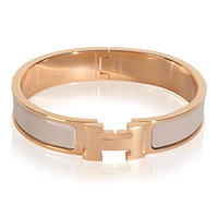 Gold-Plated  Clic H In Marron Glacé Bracelet