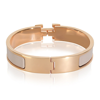 Gold-Plated  Clic H In Marron Glacé Bracelet