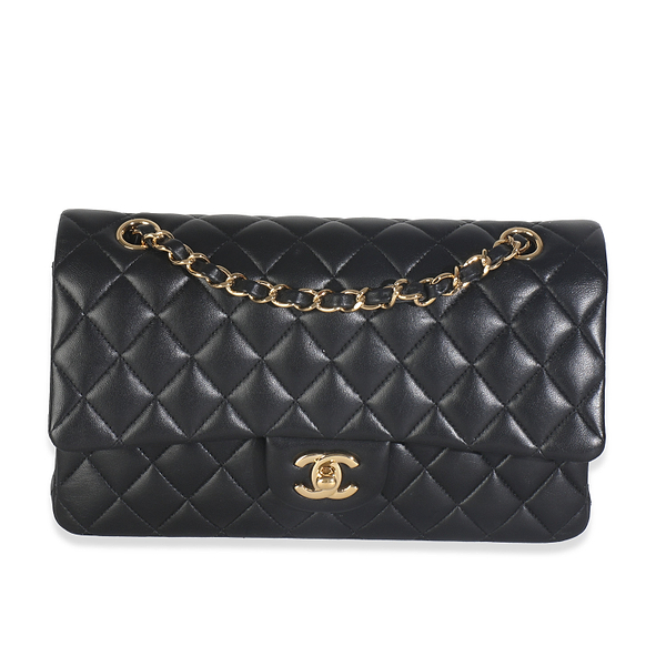 Black Quilted Lambskin Medium Classic Double Flap Bag