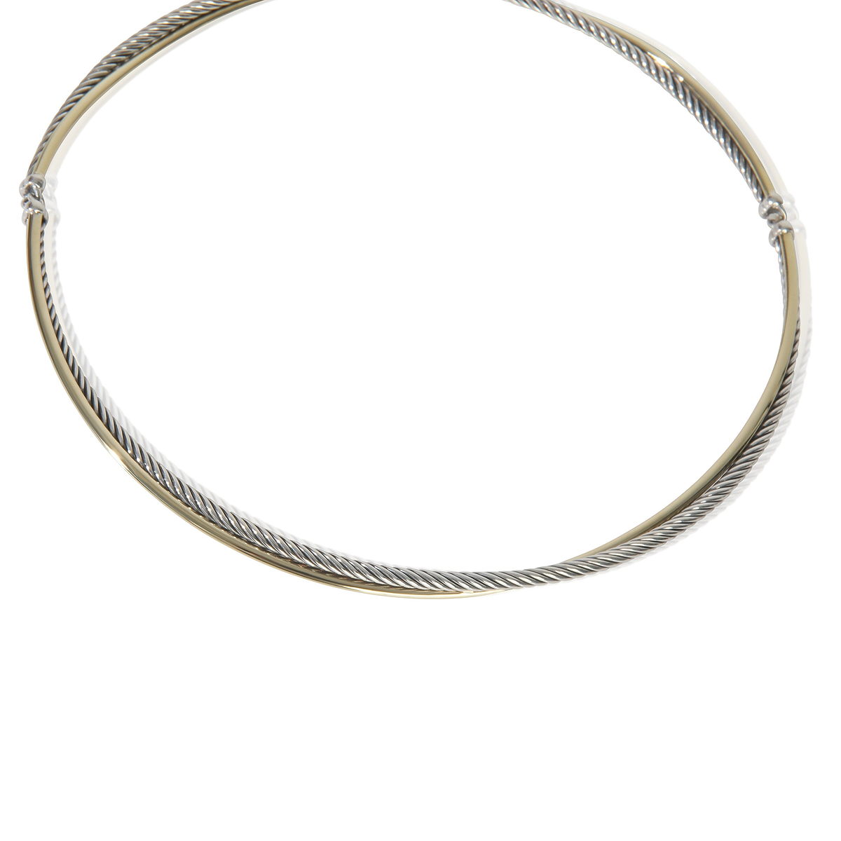 Yellow Gold & Sterling Silver  Crossover Necklace