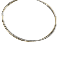 Yellow Gold & Sterling Silver  Crossover Necklace