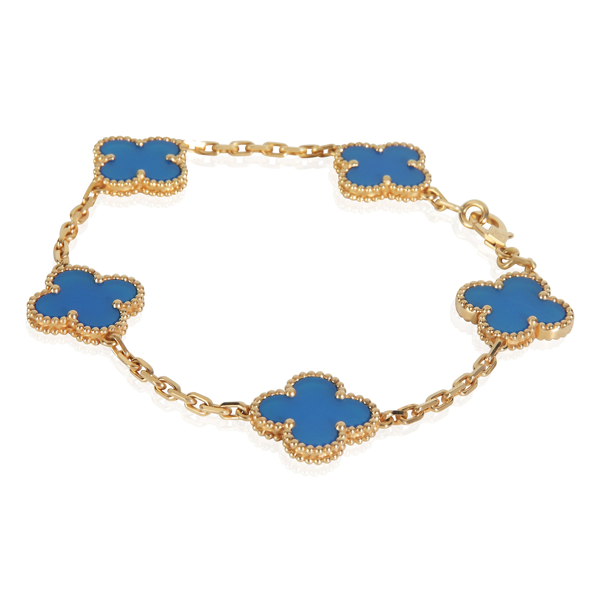 Yellow Gold Agate Vintage Alhambra Bracelet