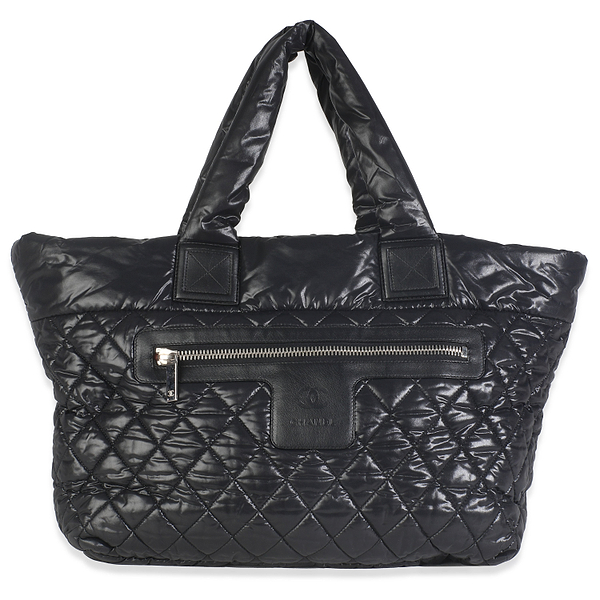 Black Quilted Nylon Large Coco Cocoon Tote