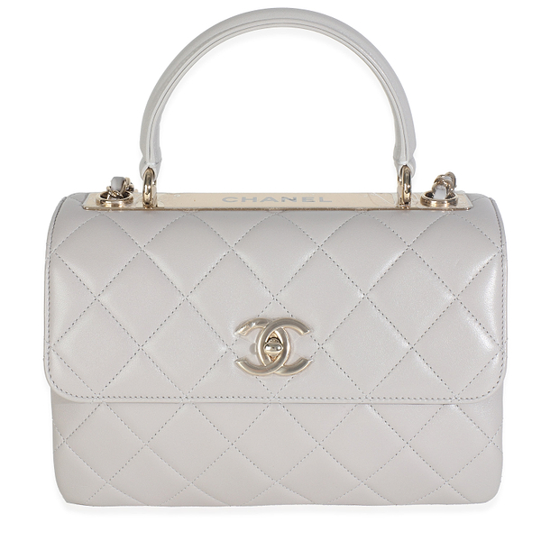 22B Light Grey Quilted Lambskin Small Trendy CC Dual Handle Flap Bag