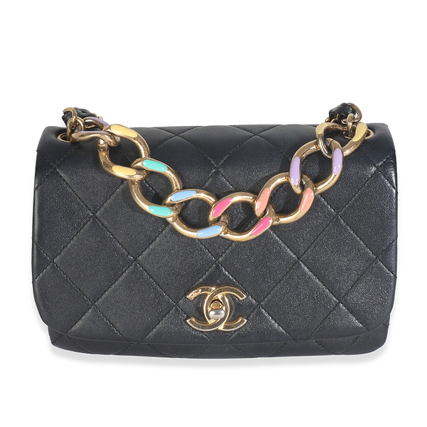 Black Quilted Lambskin Medium Colour Match Flap Bag