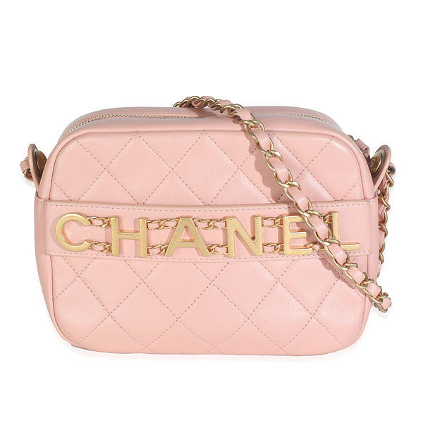 Light Pink Quilted Calfskin Small Enchained Camera Bag