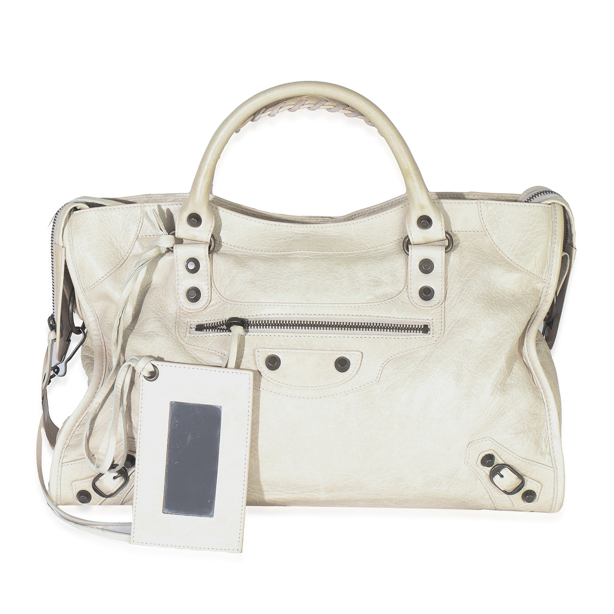 Cream Agneau Classic Hardware City Bag