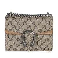 Taupe GG Supreme Canvas Mini Dionysus Shoulder Bag