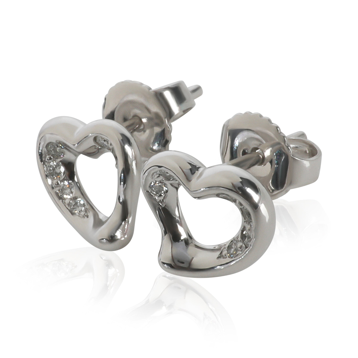 Platinum Diamond Elsa Peretti Open Heart Earrings