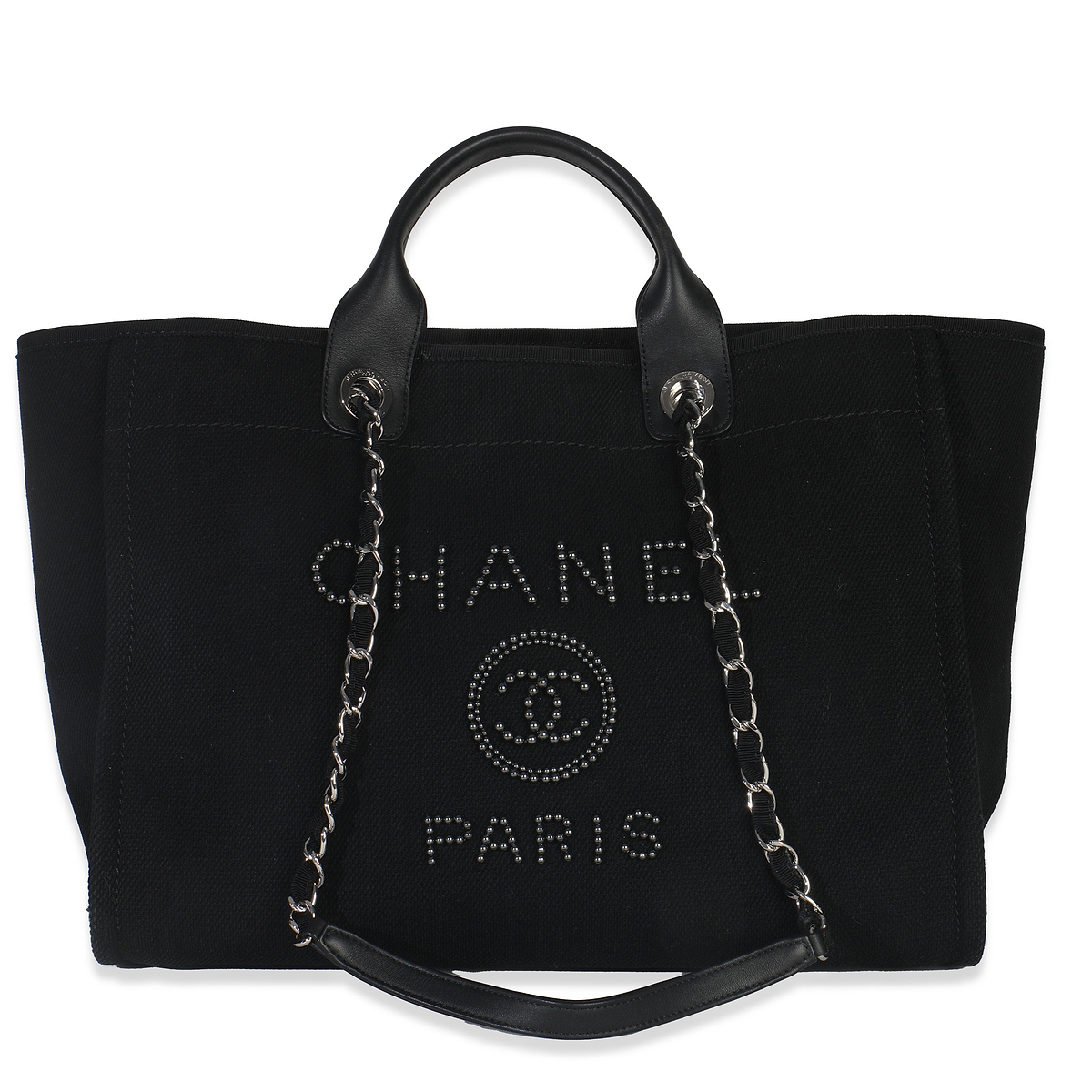Black Canvas Pearl Medium Deauville Tote
