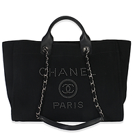 Black Canvas Pearl Medium Deauville Tote