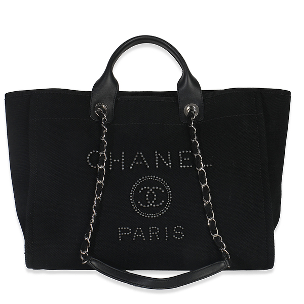 Black Canvas Pearl Medium Deauville Tote