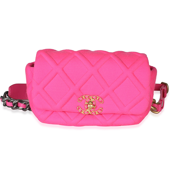 Fuchsia Quilted Jersey Chanel 19 Waist Bag