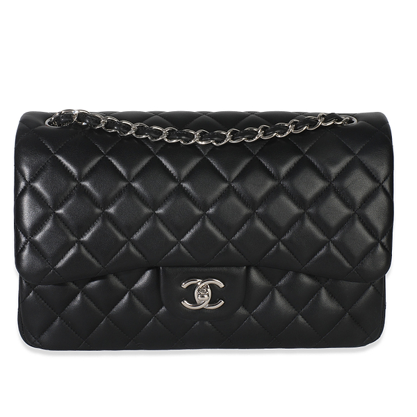 Black Quilted Lambskin Jumbo Double Flap Bag