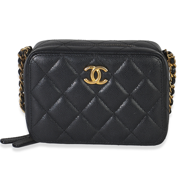 Black Quilted Twist Your Buttons Clutch With Chain