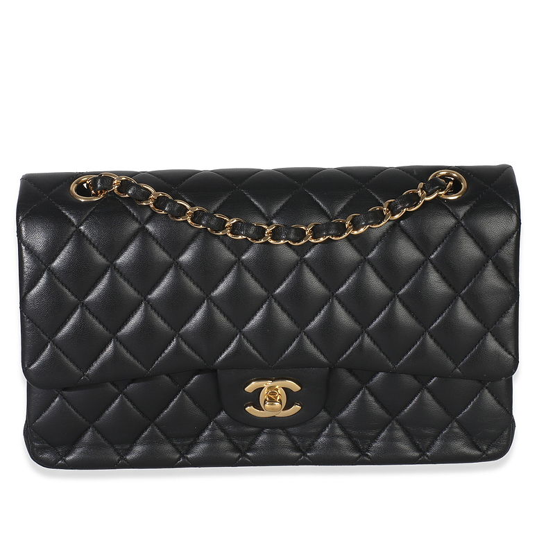 Black Quilted Lambskin Medium Classic Double Flap Bag