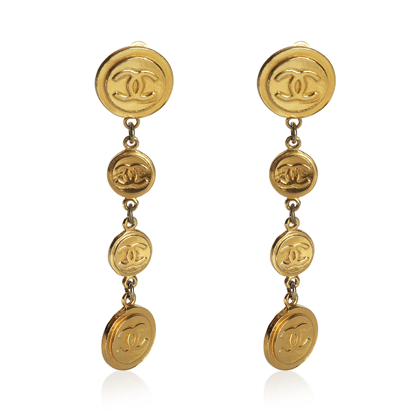 Gold-Plated Vintage CC Medallion Earrings