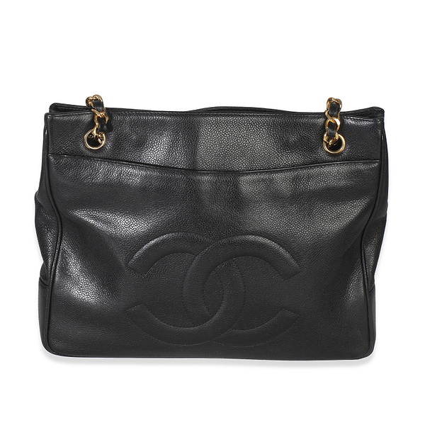 Vintage Black Jumbo CC Caviar Chain Tote